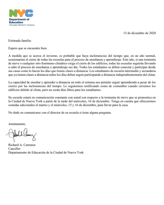 Spanish Chancellor letter