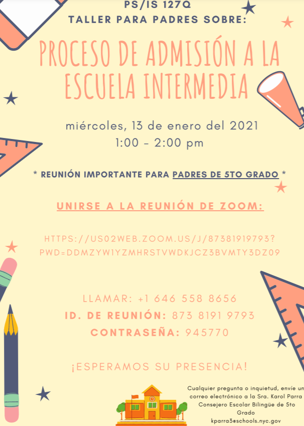 Middle School Admissions spanish